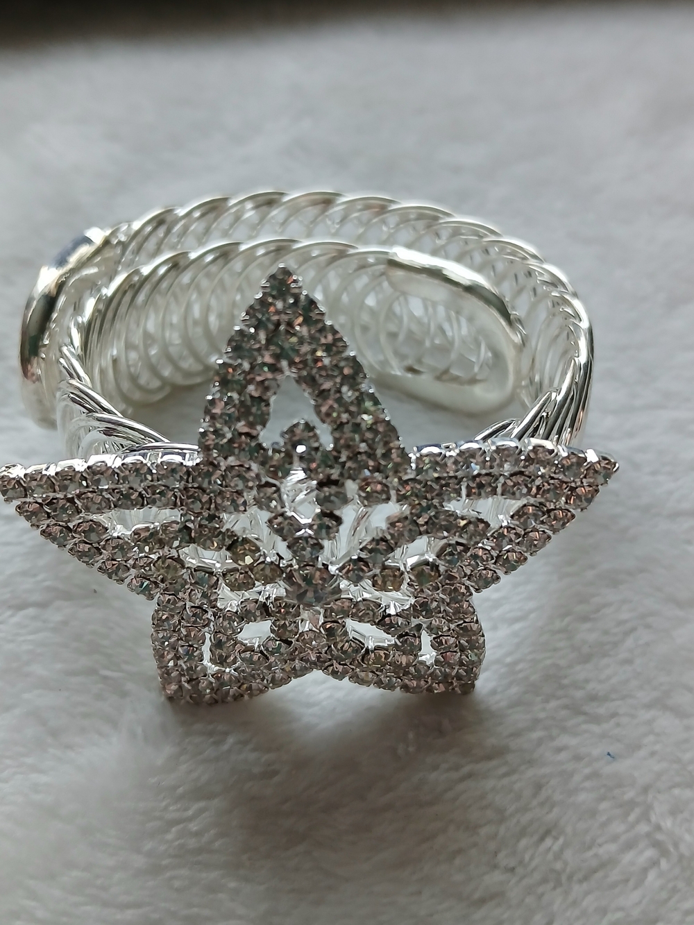 BIG Sparkling Silver Star Rhinestone Wrap Bracelet [Small Or Large Wrists!] NEW